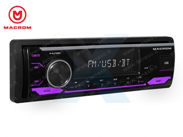 MACROM SINTONIZZATORE AM/FM+1DIN MECHALESS, SD, USB, Bluetooth - M-DL3100BT