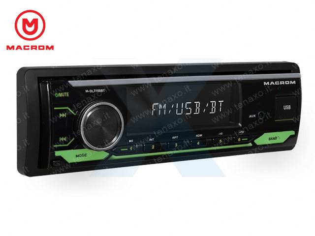 MACROM SINTONIZZATORE AM/FM+1DIN MECHALESS, SD, USB, Bluetooth - M-DL3100BT