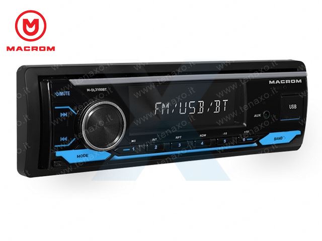 MACROM SINTONIZZATORE AM/FM+1DIN MECHALESS, SD, USB, Bluetooth - M-DL3100BT