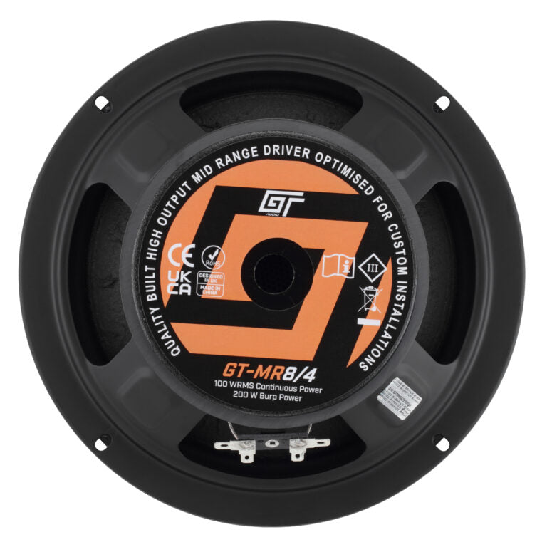 GT-MR8/4 Midbass 20 cm GT-AUDIO 1X4Ohm SVC 100WRMS Quality Built High Output Mid Range