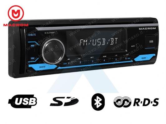 MACROM SINTONIZZATORE AM/FM+1DIN MECHALESS, SD, USB, Bluetooth - M-DL3100BT