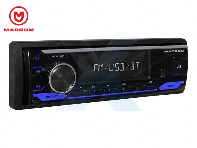 MACROM SINTONIZZATORE AM/FM+1DIN MECHALESS, SD, USB, Bluetooth - M-DL4100BT